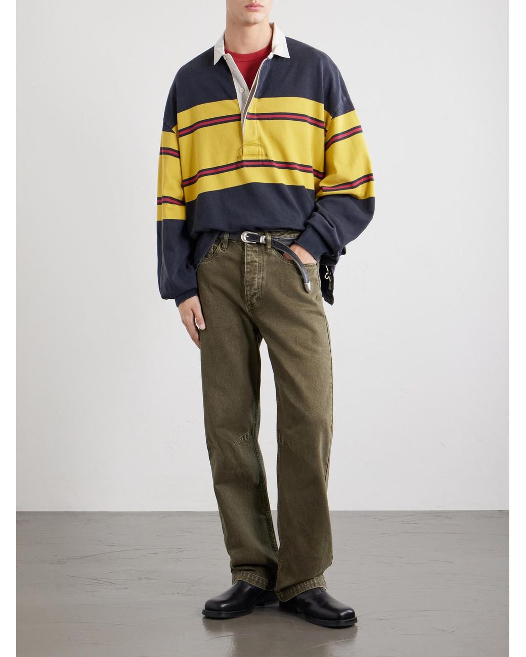 Kapital Blue Big Striped Cotton-jersey Polo Shirt for men