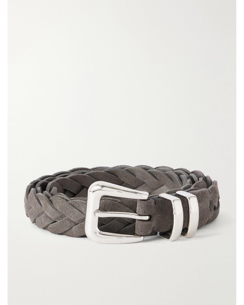 Brunello Cucinelli Brown 2.5cm Woven Suede Belt for men