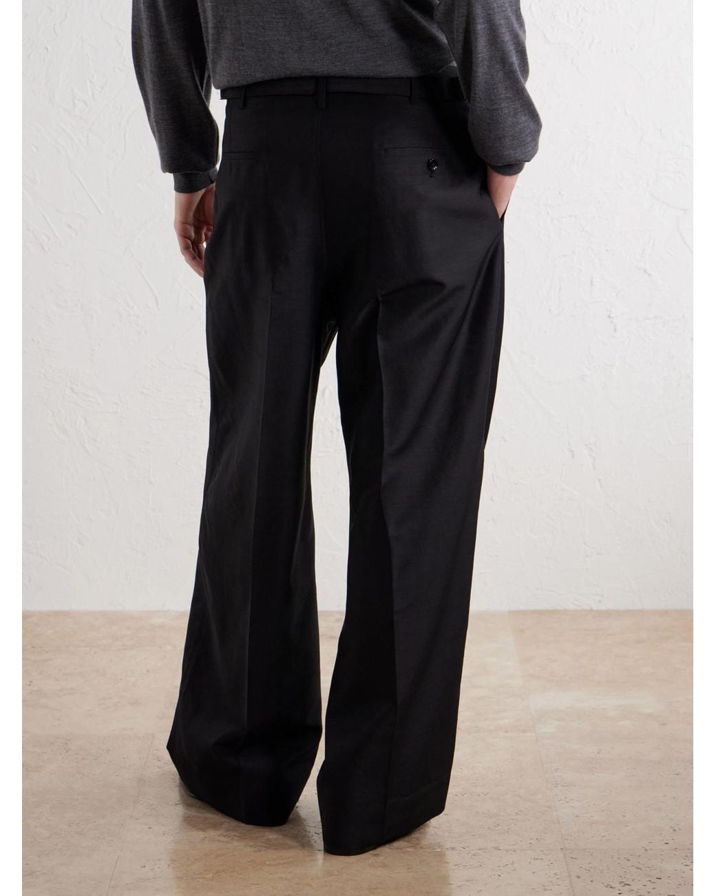 Lemaire Blue Wide-Leg Pleated Wool-Blend Twill Trousers for men