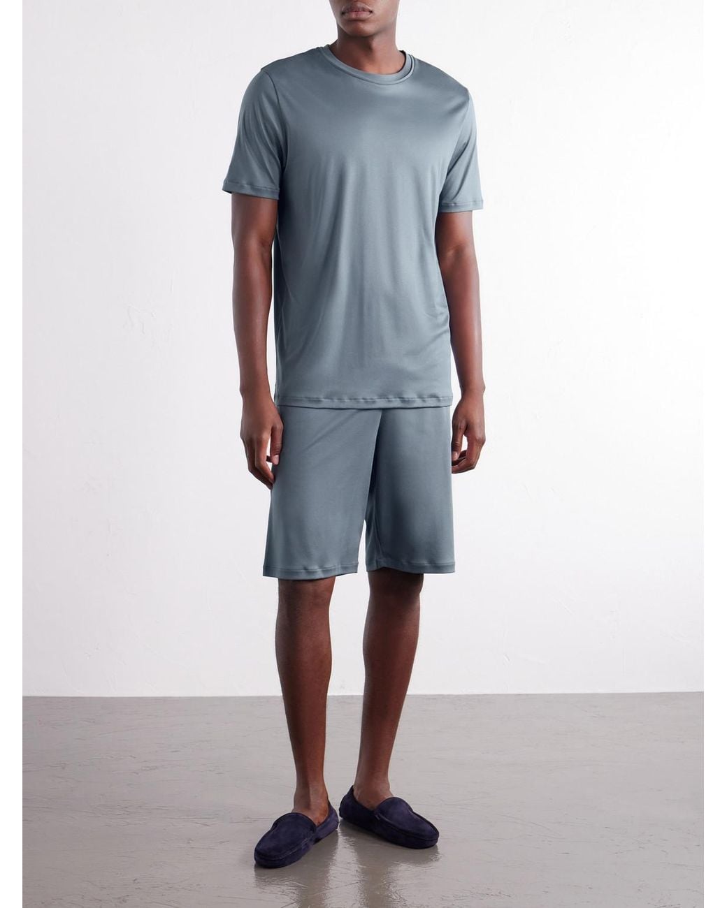 Zimmerli of Switzerland Blue Sea Island Cotton-Jersey Pyjama Set for men