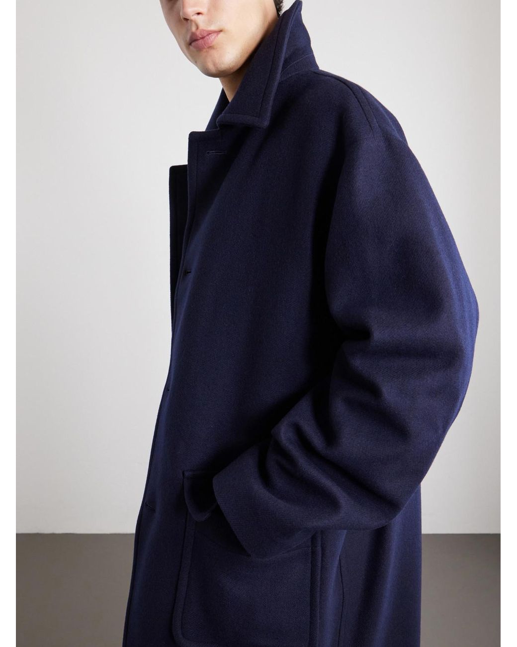 Dries Van Noten Blue Oversized Wool-Blend Coat for men