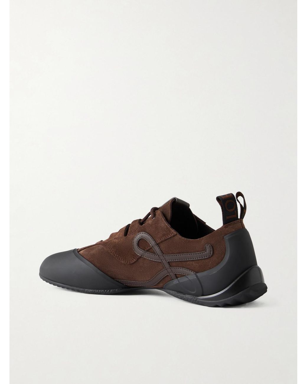 Loewe Brown Grip Logo-Appliquéd Trimmed-Suede Sneakers for men