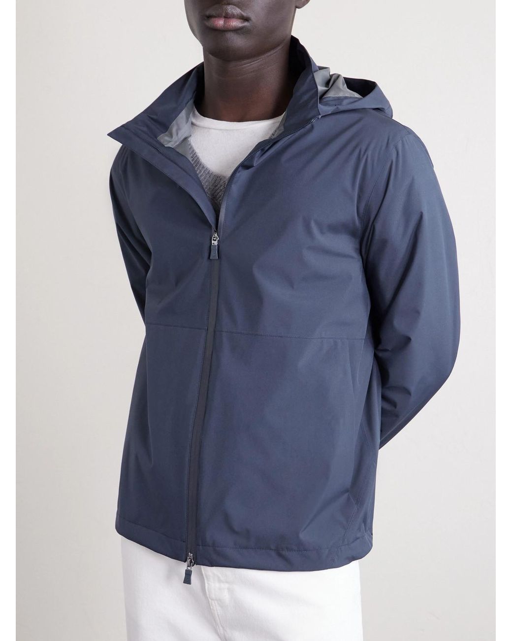 Herno Blue Shell Hooded Jacket for men