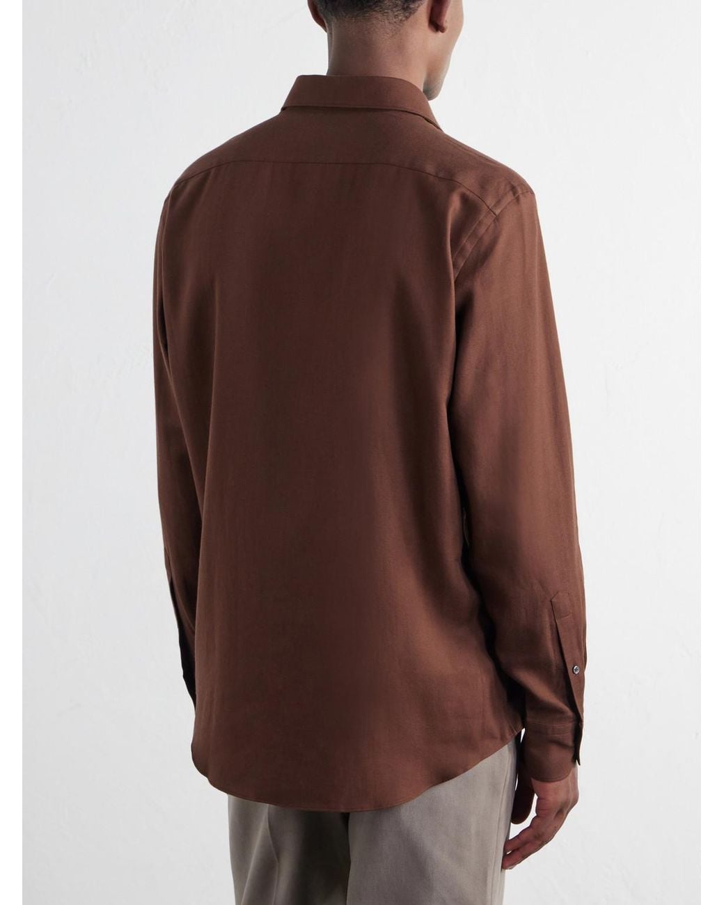 Zegna Brown Cotton And Cashmere-Blend Twill Shirt for men