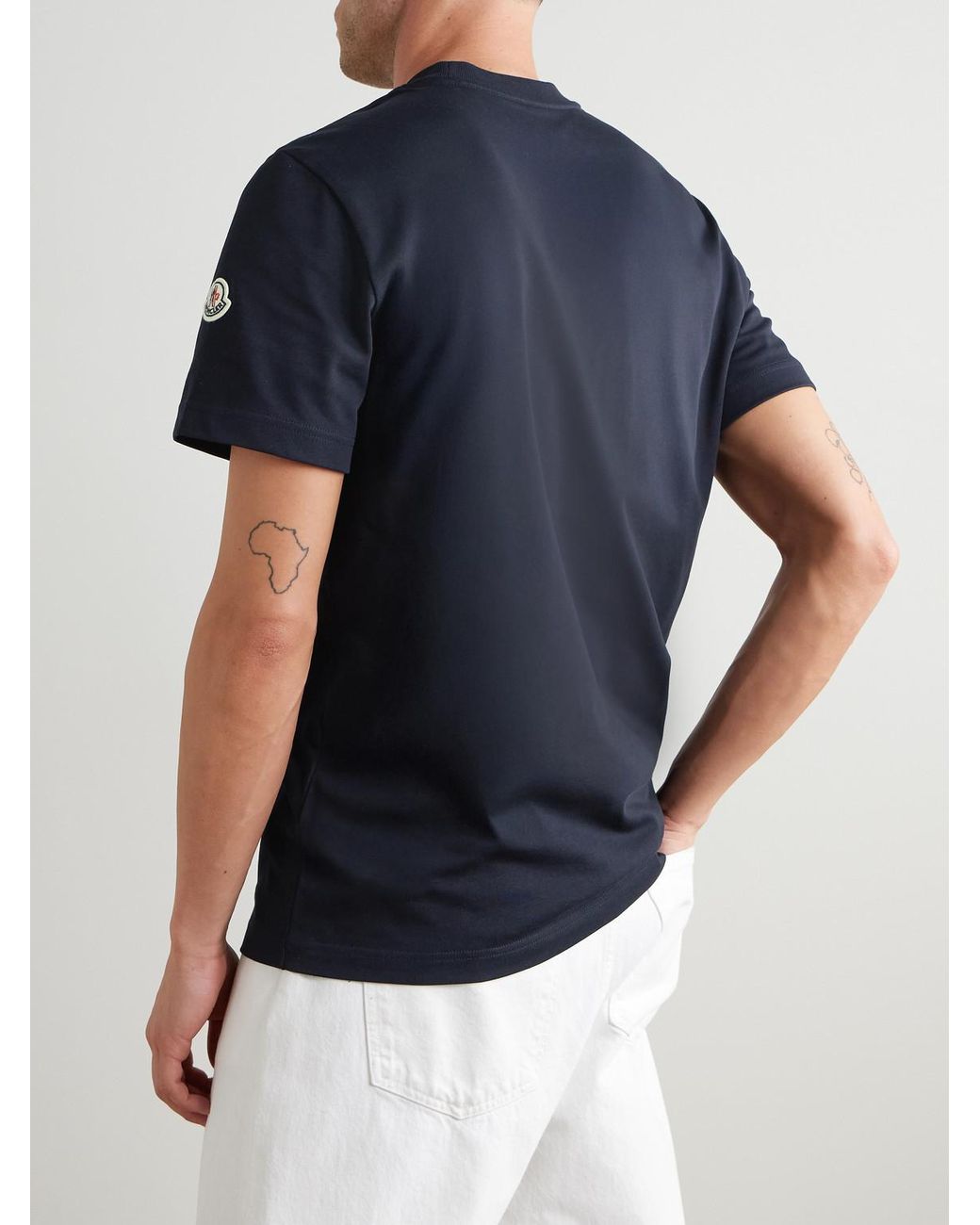 Moncler Blue Logo-appliquéd Cotton-jersey T-shirt for men