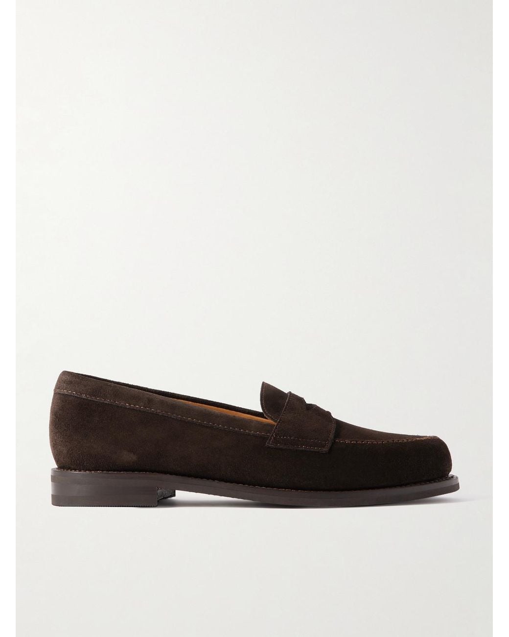 Morjas White The Ivy Suede Penny Loafers for men