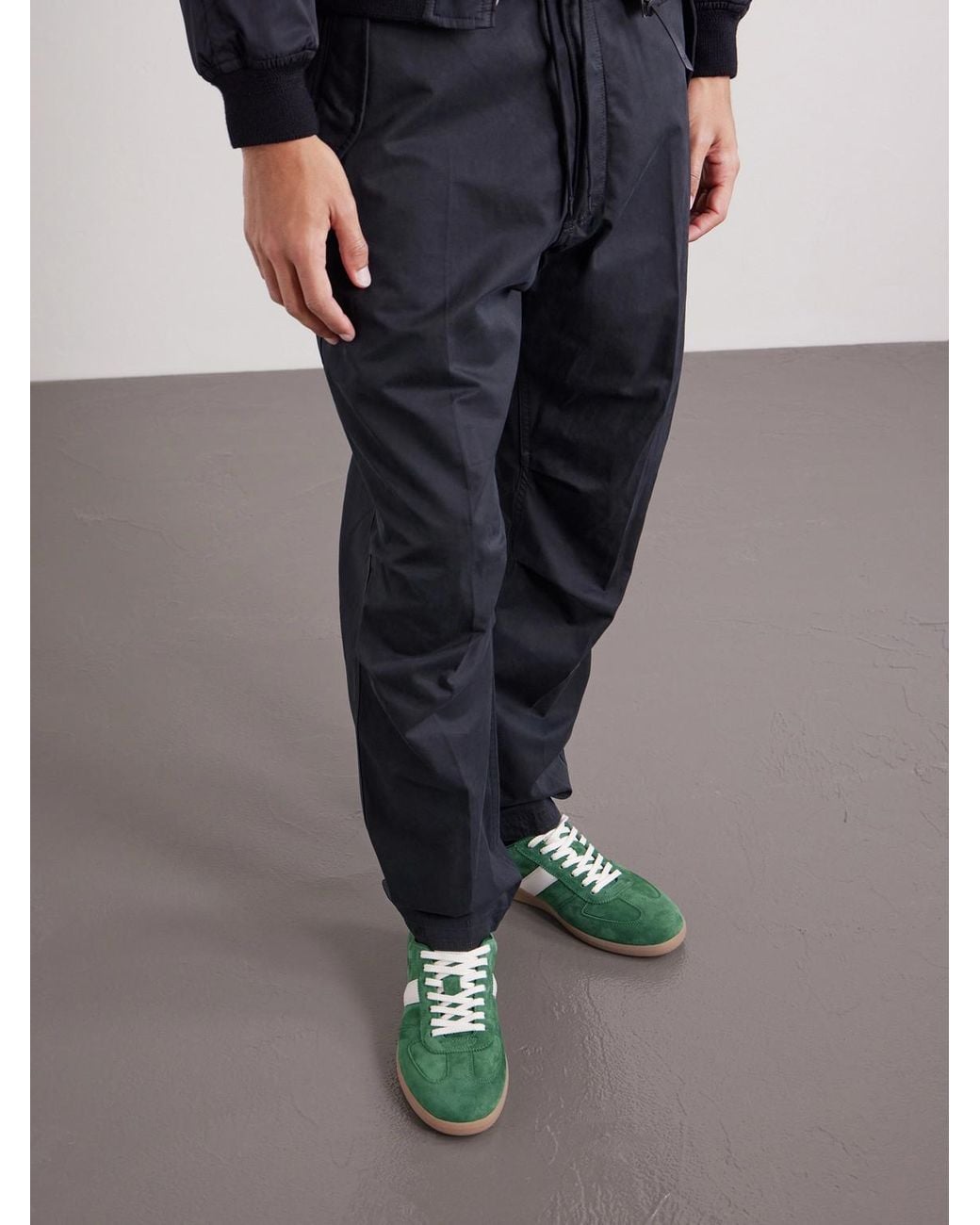 Tom Ford Green Archer Leather-Trimmed Suede Sneakers for men