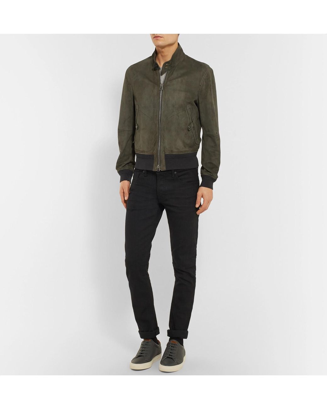 Tom Ford Slim-fit Suede Harrington Jacket in Green for Men | Lyst Canada