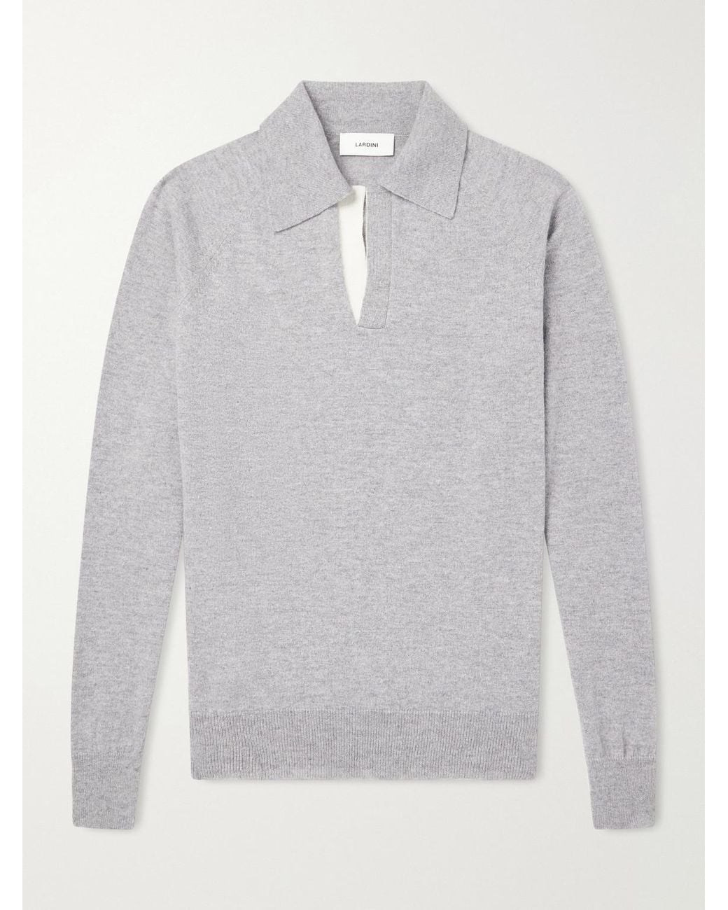 Lardini Gray Wool And Cashmere-Blend Polo Shirt for men