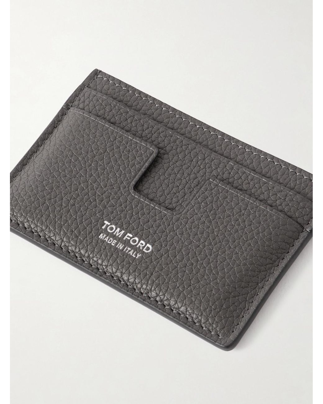 Tom Ford Gray Full-Grain Leather Cardholder for men