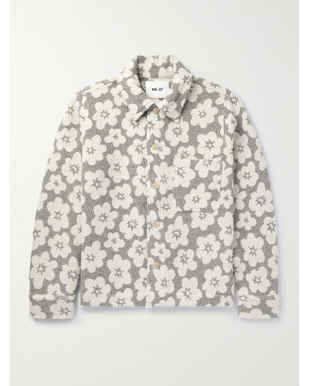 NN07 Rahim 5247 Cotton-blend Bouclé-jacquard Shirt Jacket in White