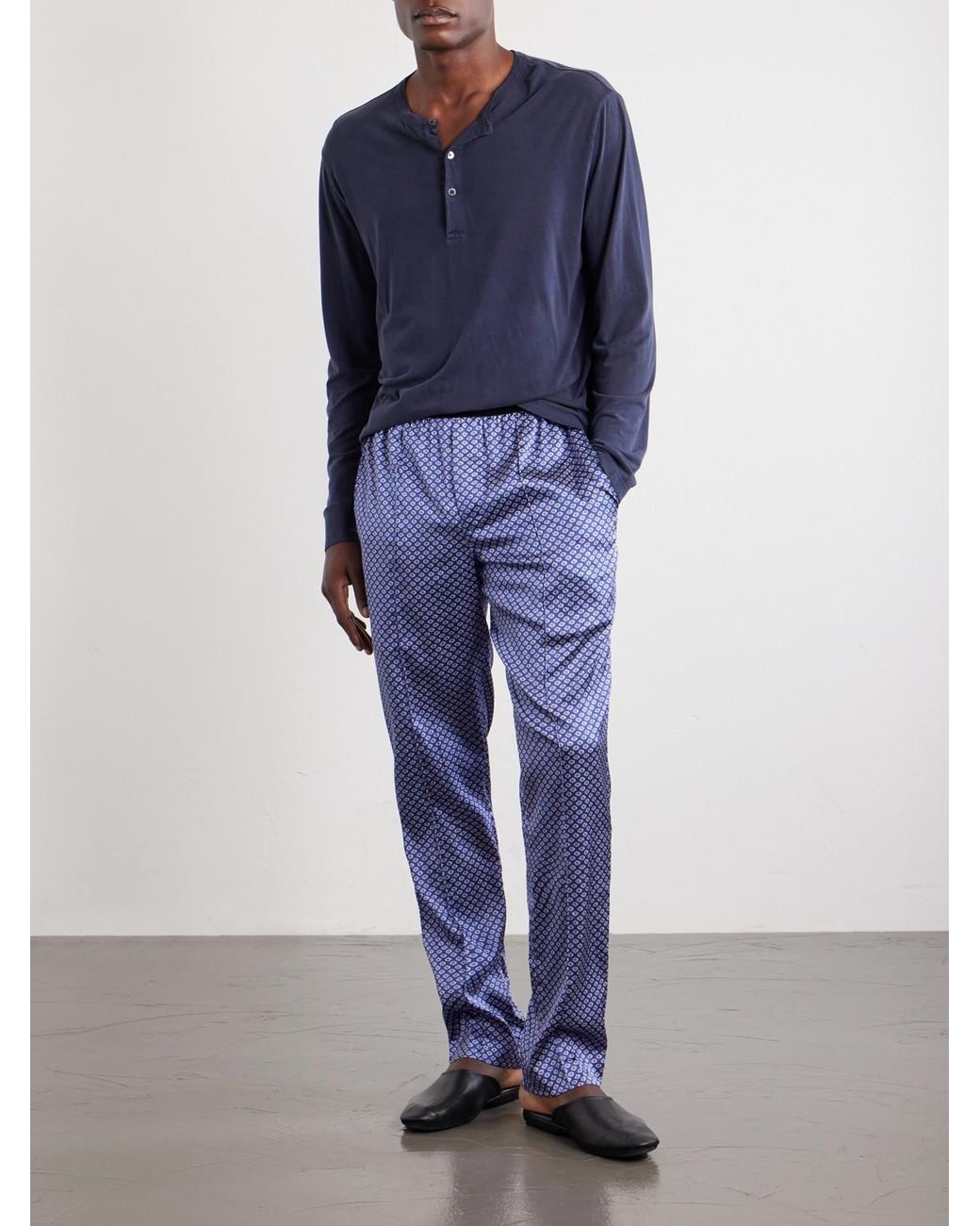 Tom Ford Blue Printed Silk-blend Satin Pyjama Trousers for men