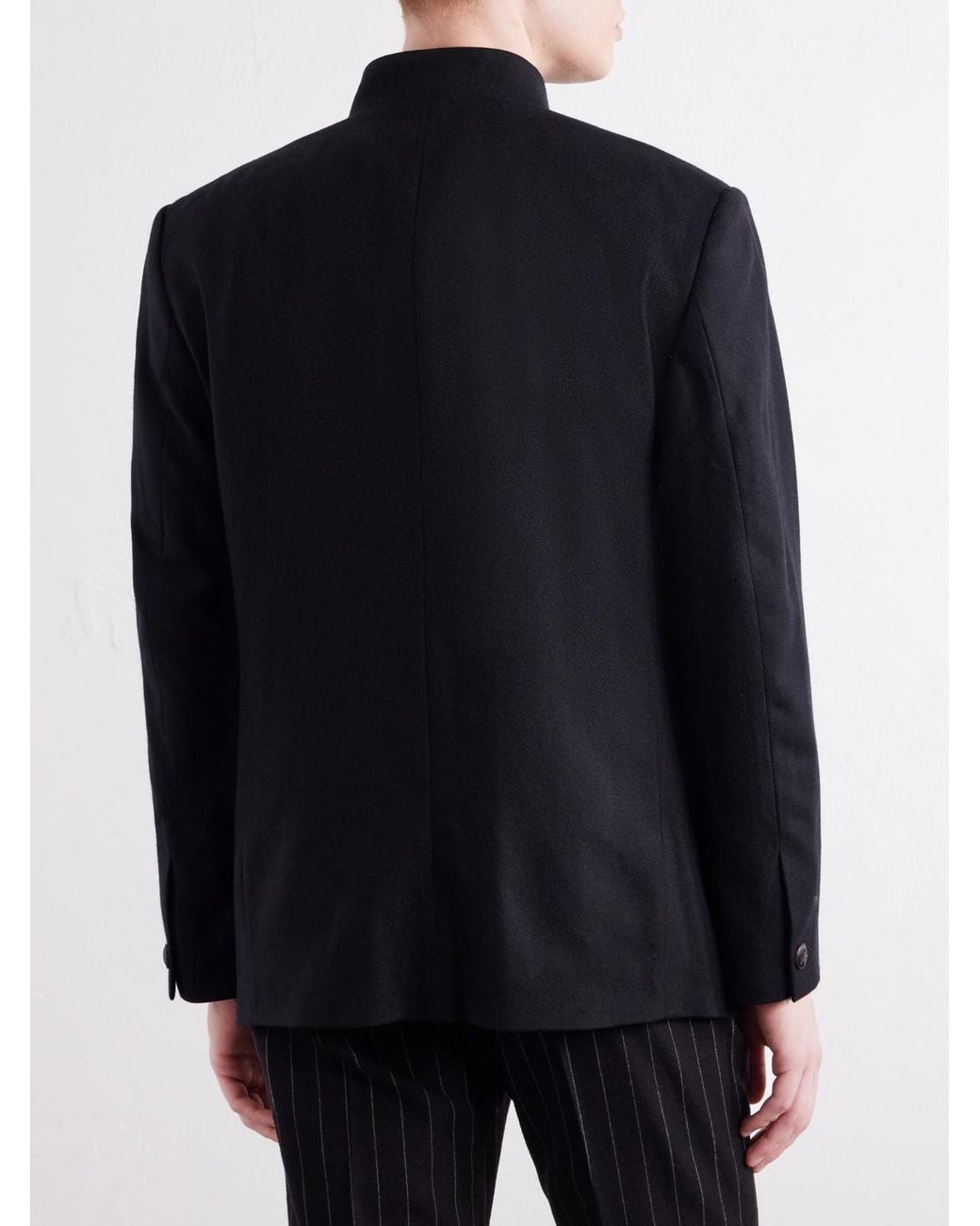 Favourbrook Blue Nehru Recycled Cashmere-Twill Blazer for men
