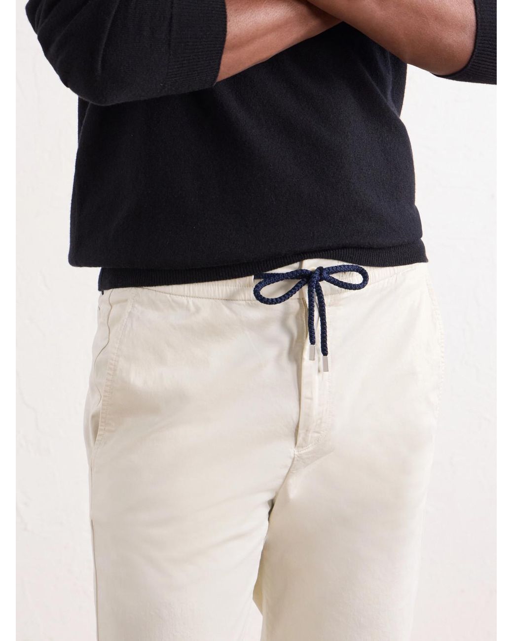 Vilebrequin White Paulo Straight-Leg Cotton-Blend Satin Drawstring Trousers for men