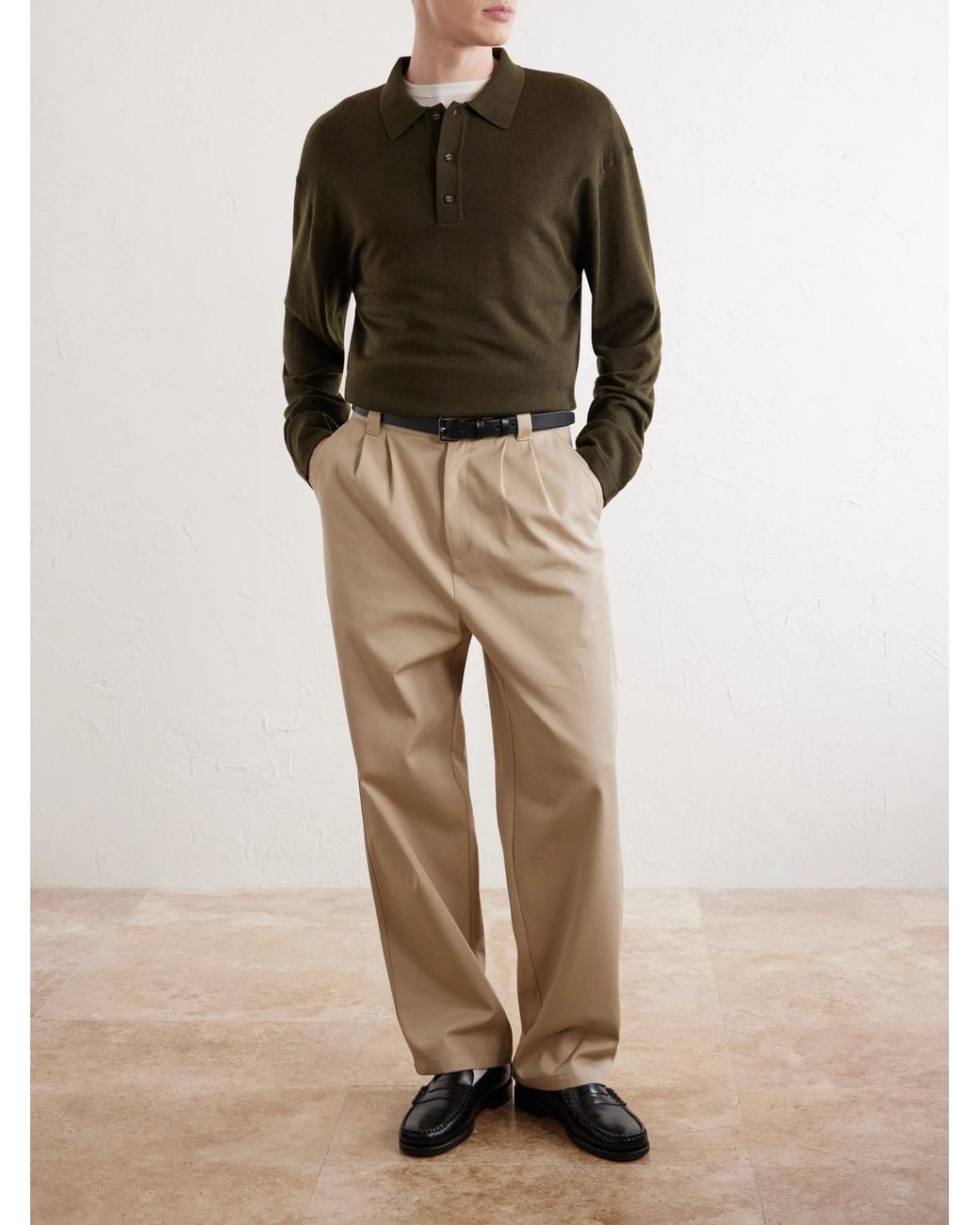 Officine Generale Green Bay Merino Wool Polo Shirt for men