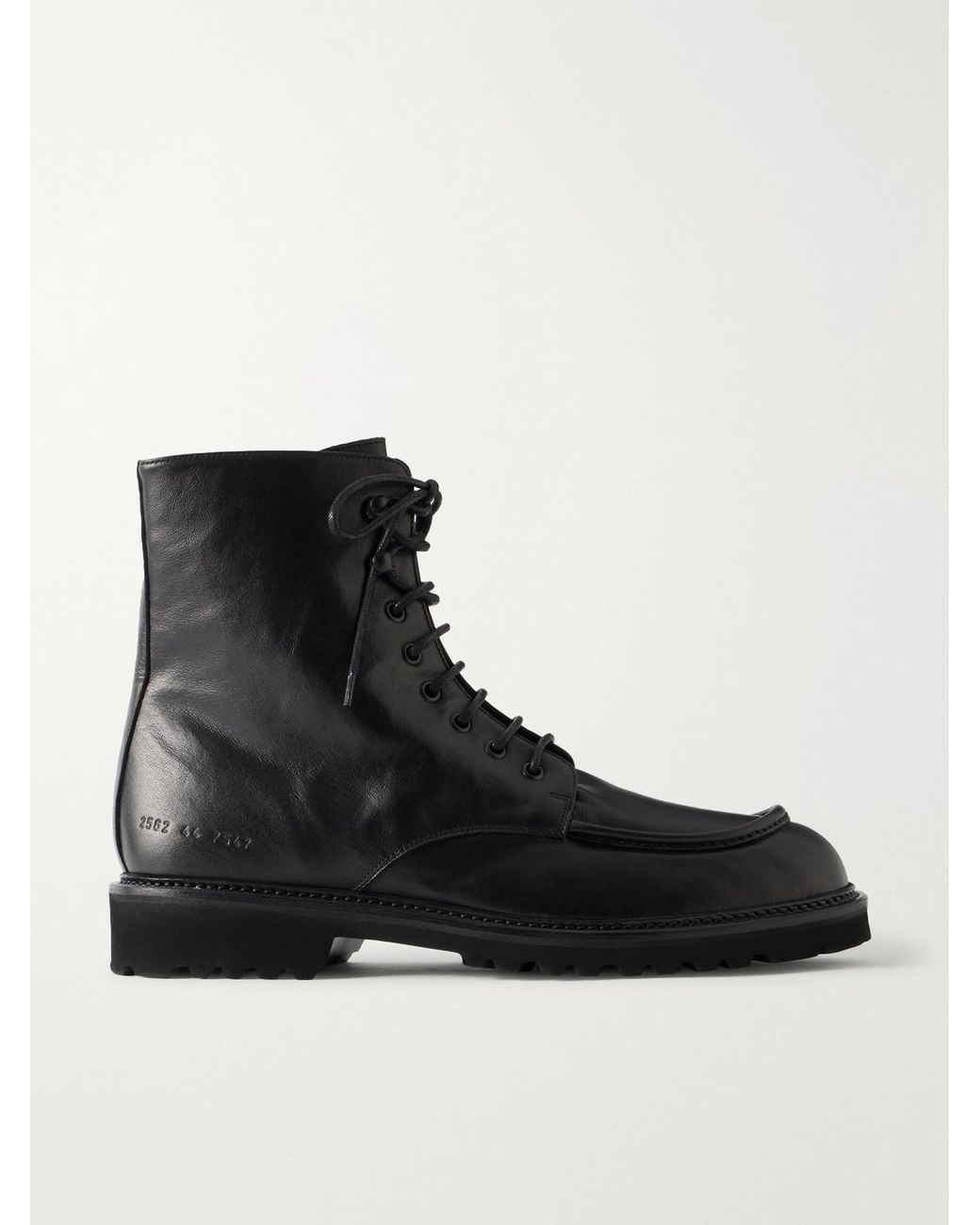 Common Projects Black Piuma Leather Lace-Up Boots for men