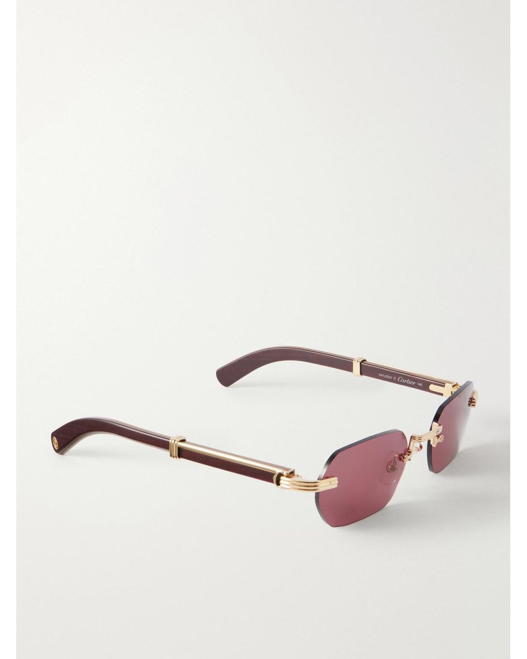 Cartier Metallic Première De Cartier Square-Frame-Tone Metal And Wood Sunglasses for men