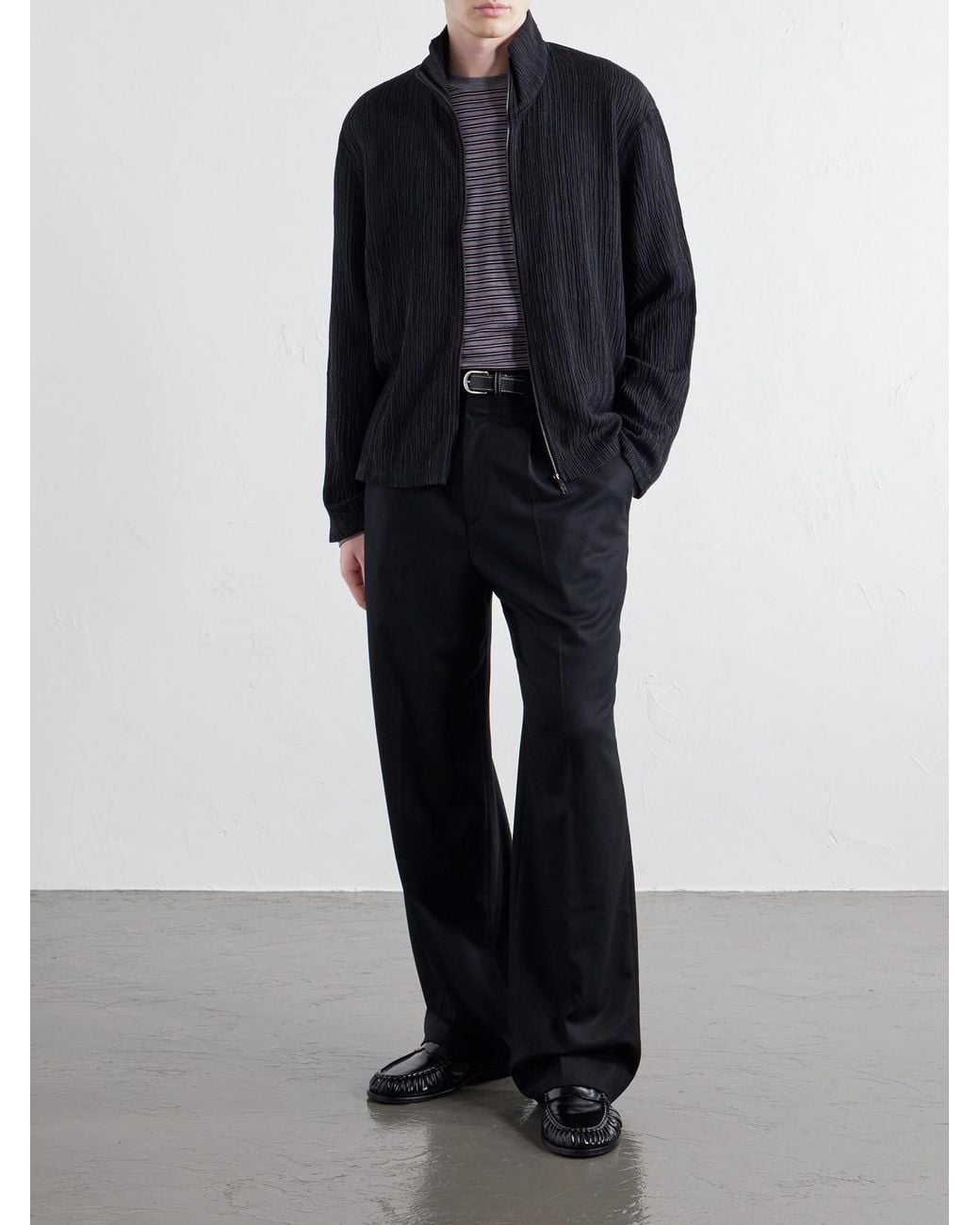 Our Legacy Blue Shrunken Plissé-Jersey Zip-Up Cardigan for men