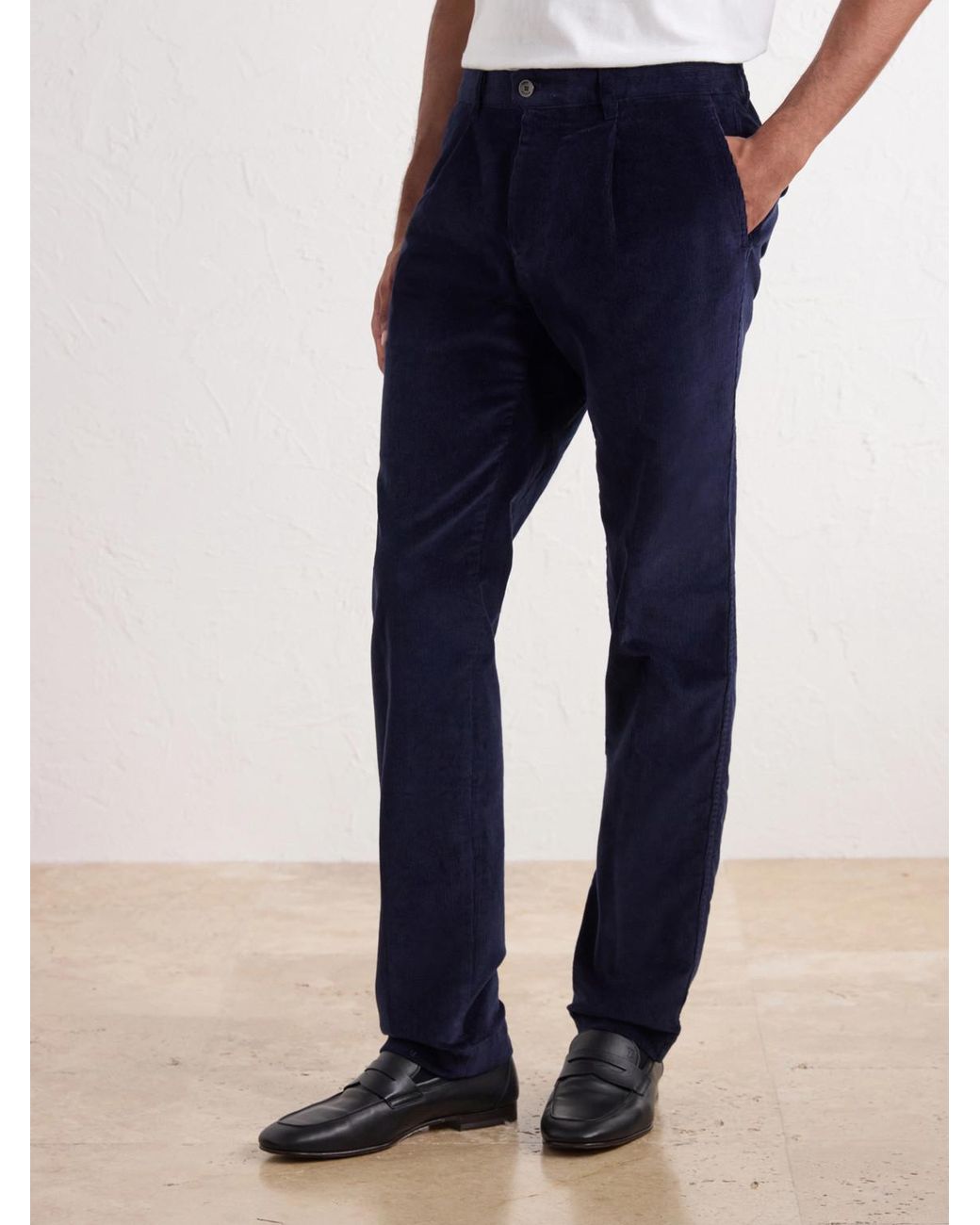 Slowear Blue Incotex Straight-leg Stretch Cotton-corduroy Trousers for men