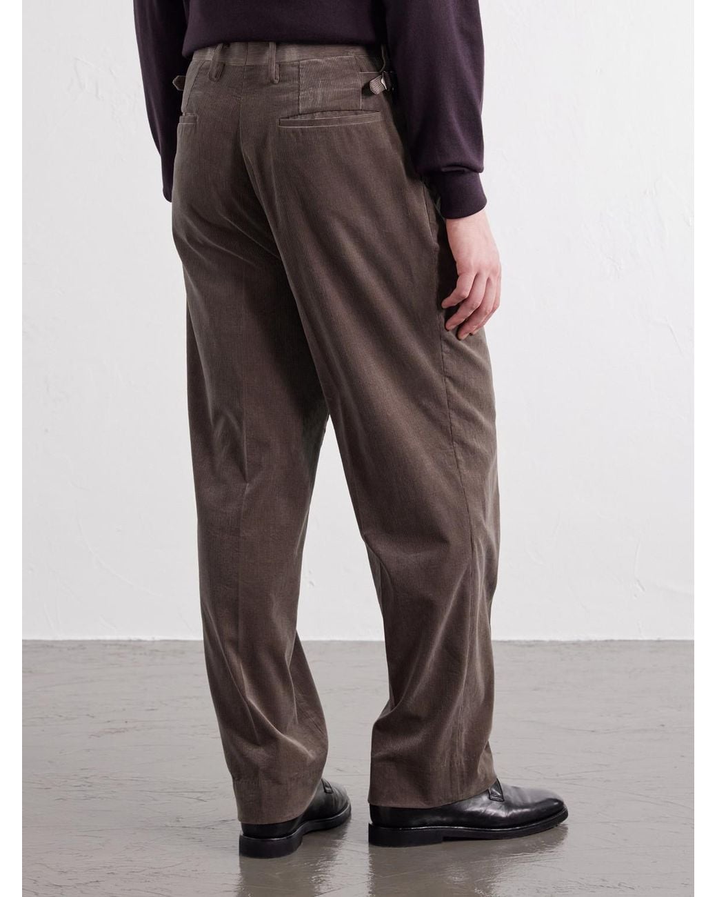 Kaptain Sunshine Brown Straight-Leg Cotton-Corduroy Trousers for men