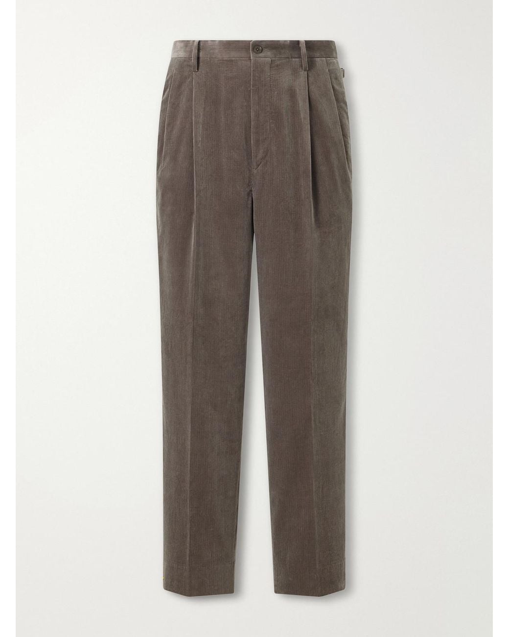 Kaptain Sunshine Brown Straight-Leg Cotton-Corduroy Trousers for men