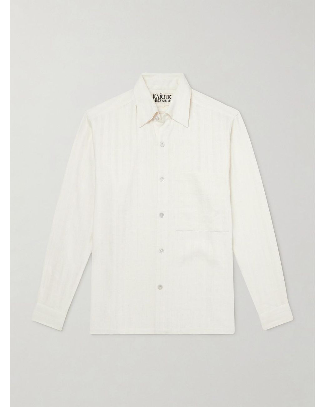 Kartik Research White Pataudi Striped Silk Shirt for men