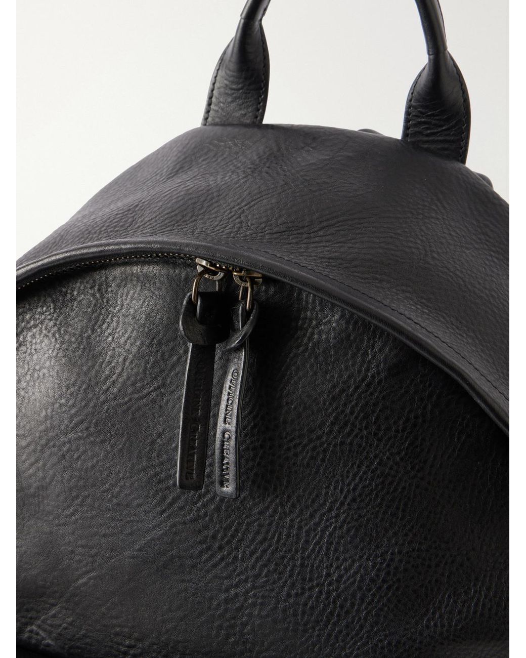 Officine Creative Black Oc Pack/001 Leather Backpack for men