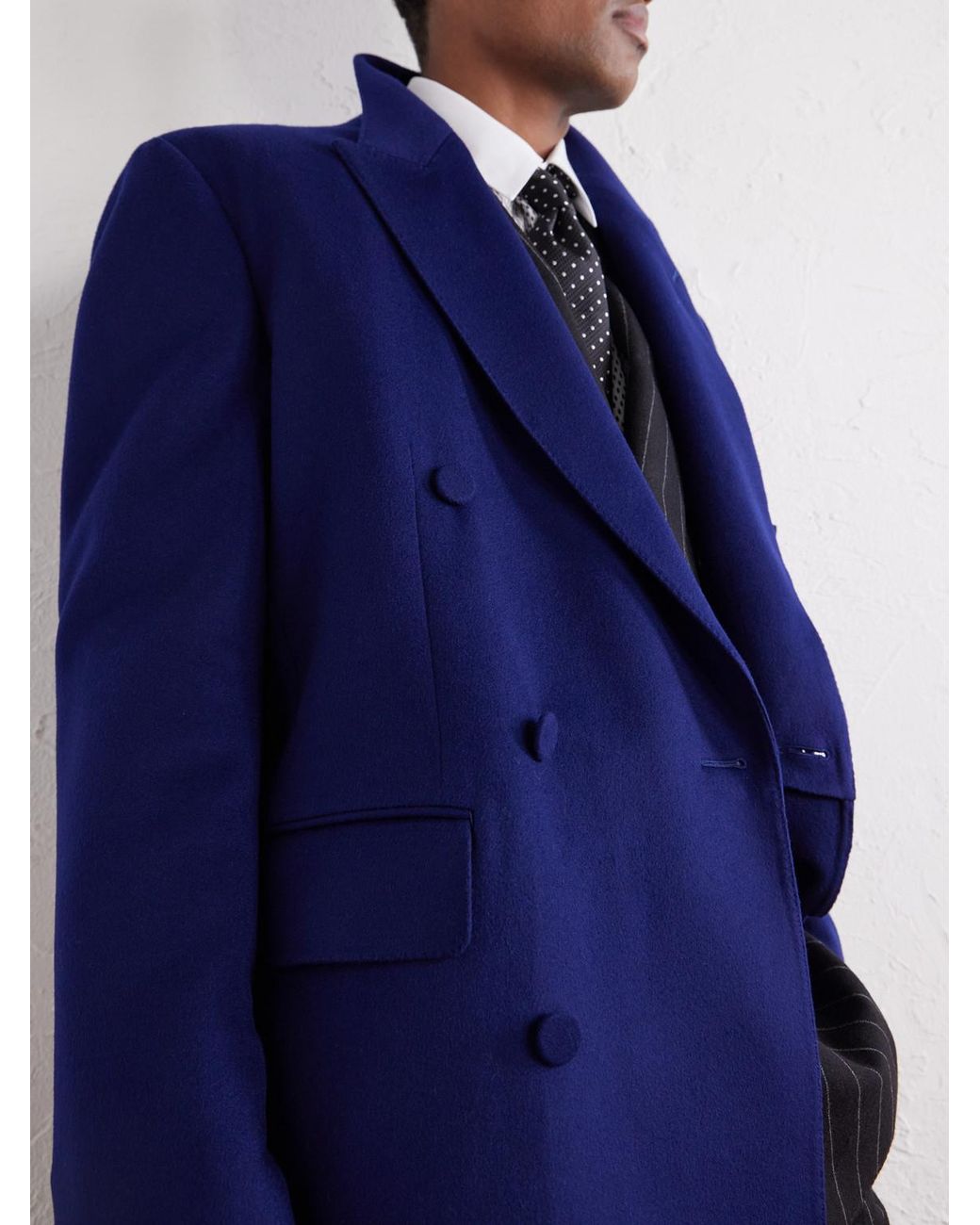 Tom Ford Blue Double-Breasted Brushed Wool And Cashmere-Blend Felt Coat for men