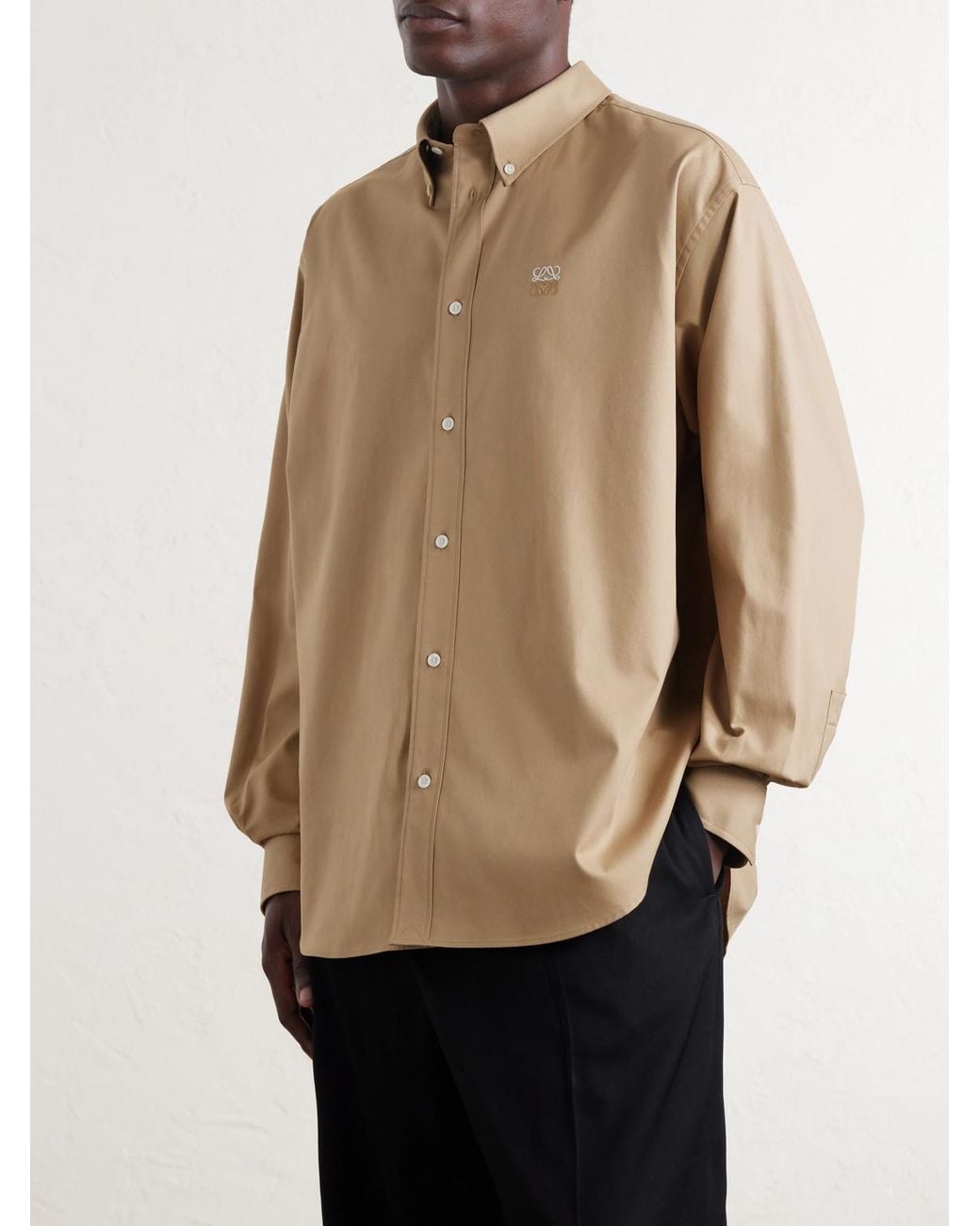 Loewe Natural Anagram-embroidered Cotton Shirt for men