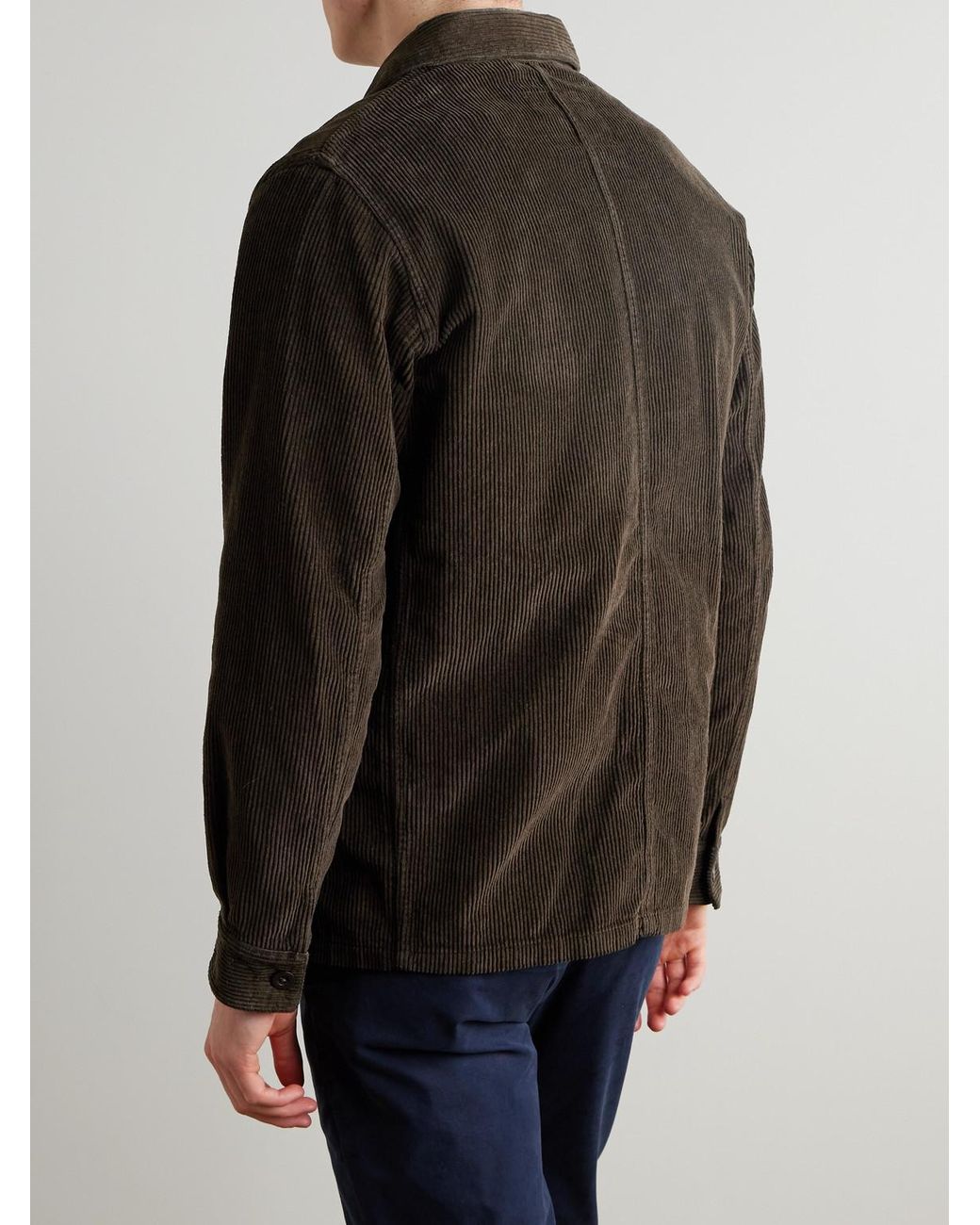 Portuguese Flannel Brown Labura Cotton-Corduroy Overshirt for men