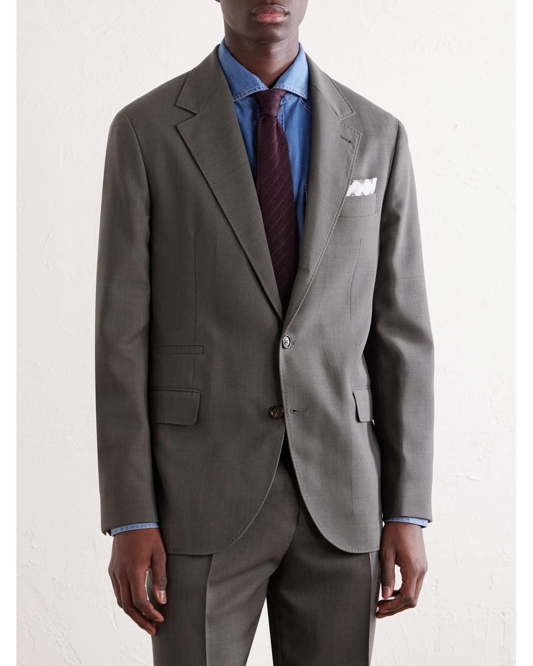 Brunello Cucinelli Black Virgin Wool Suit Jacket for men