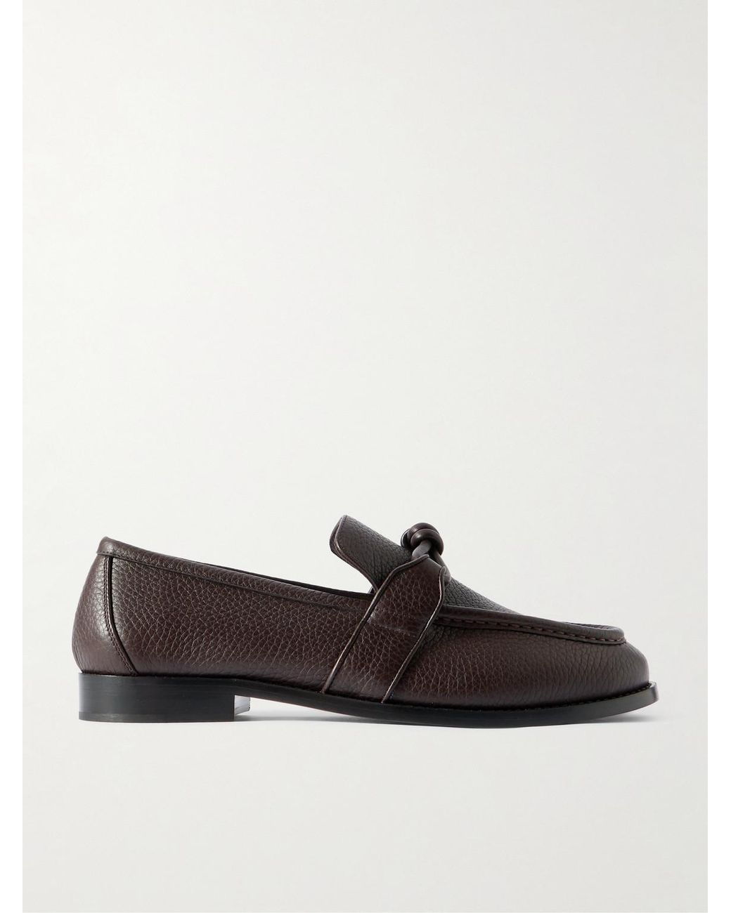 Bottega Veneta Brown Astaire Knot-Detailed Full-Grain Leather Loafers for men