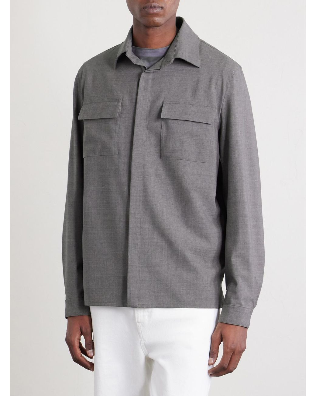 Herno Gray Wool-Blend Overshirt for men