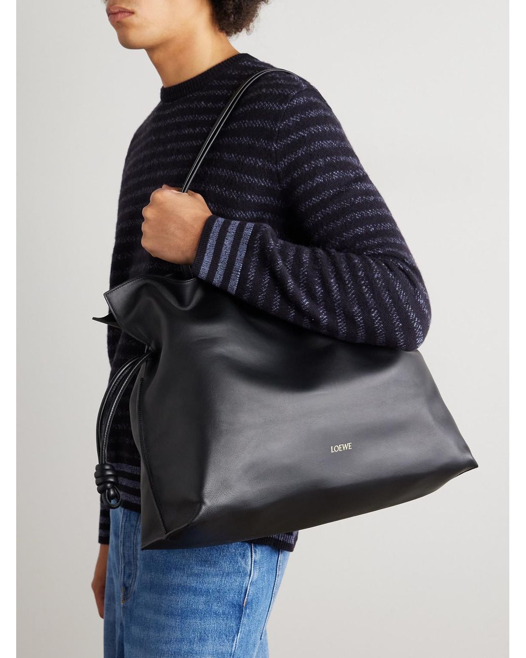 Loewe Black Xl Flamenco Leather Tote Bag for men