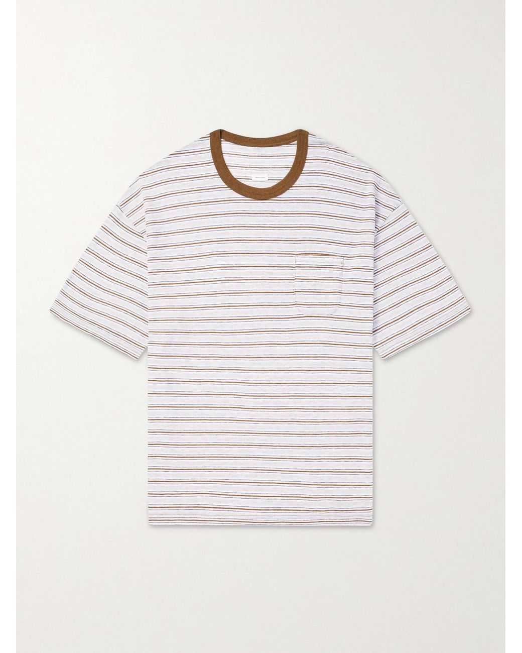 Visvim Natural Striped Wool And Cotton-blend T-shirt for men