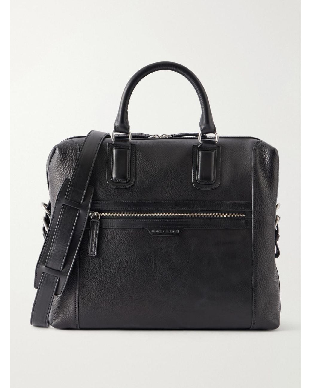 Officine Creative Black Jules 003 Full-grain Leather Briefcase for men