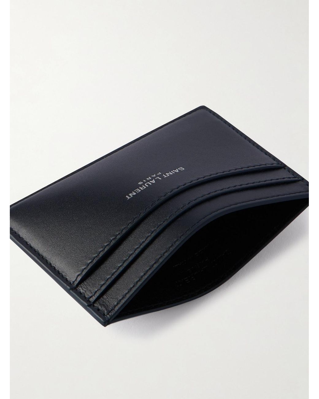 Saint Laurent Black Logo-print Leather Cardholder for men
