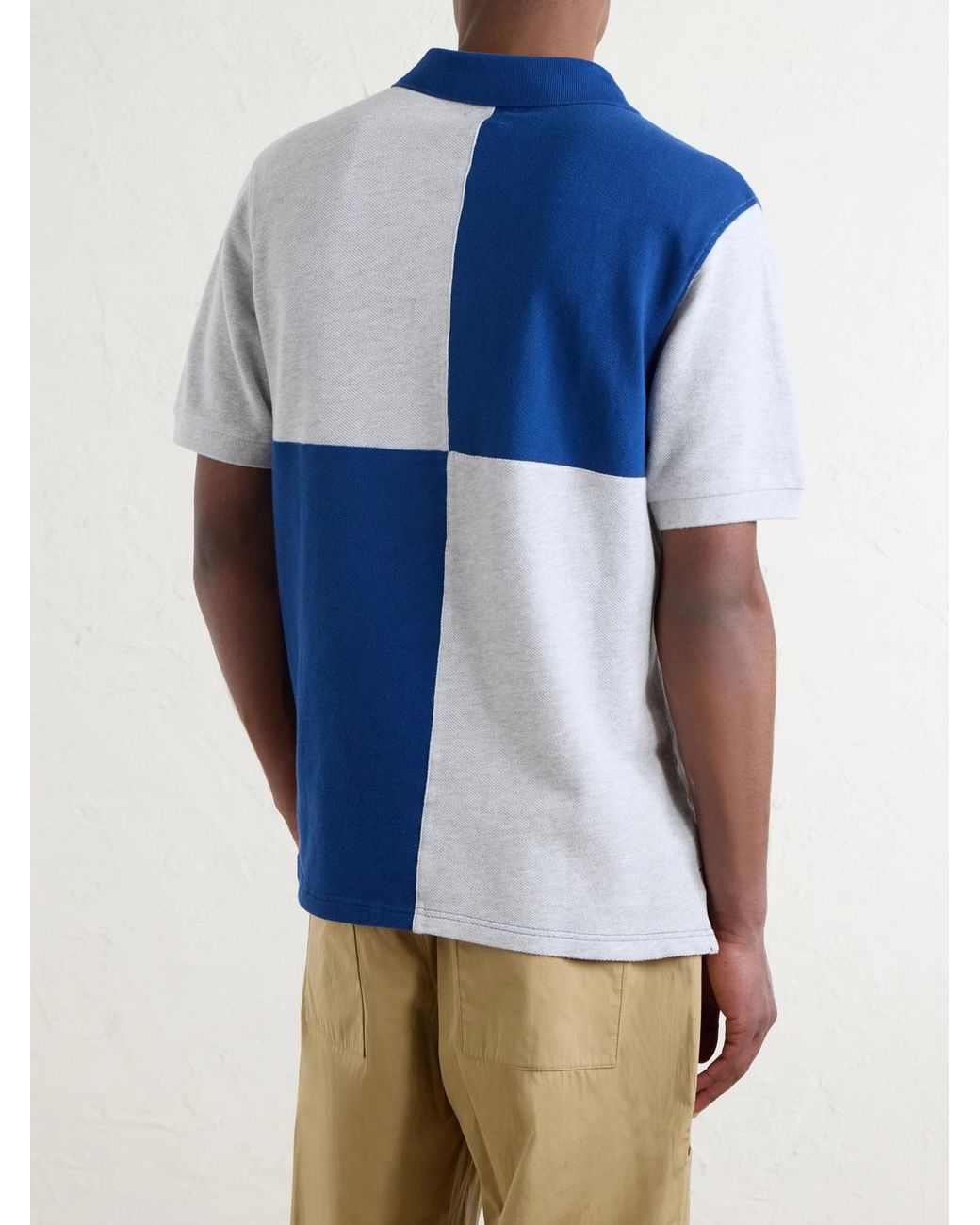 Aimé Leon Dore Blue Logo-Embroidered Colour-Block Cotton-Piqué Polo Shirt for men