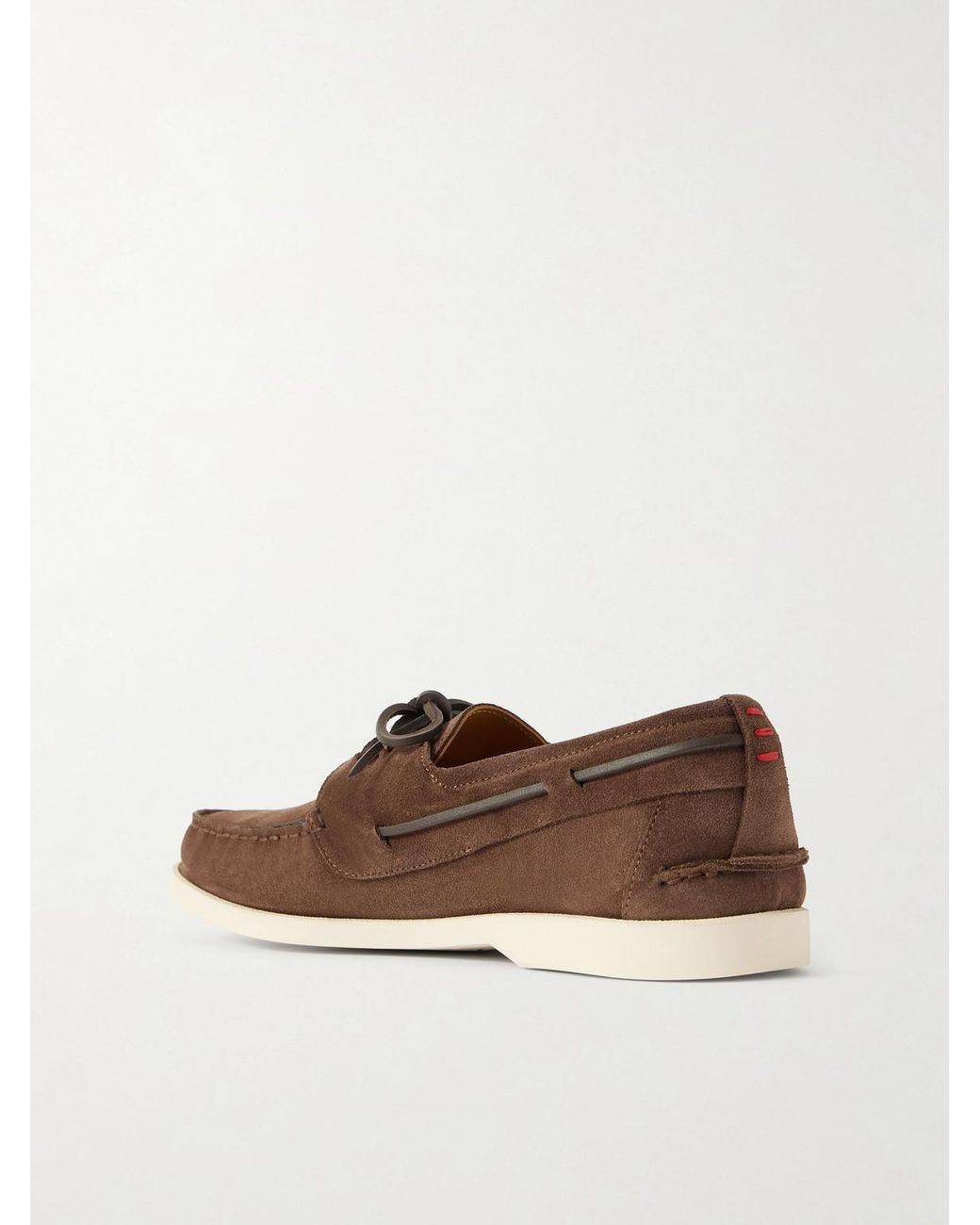 Kiton Brown Suede Boat Shoes for men