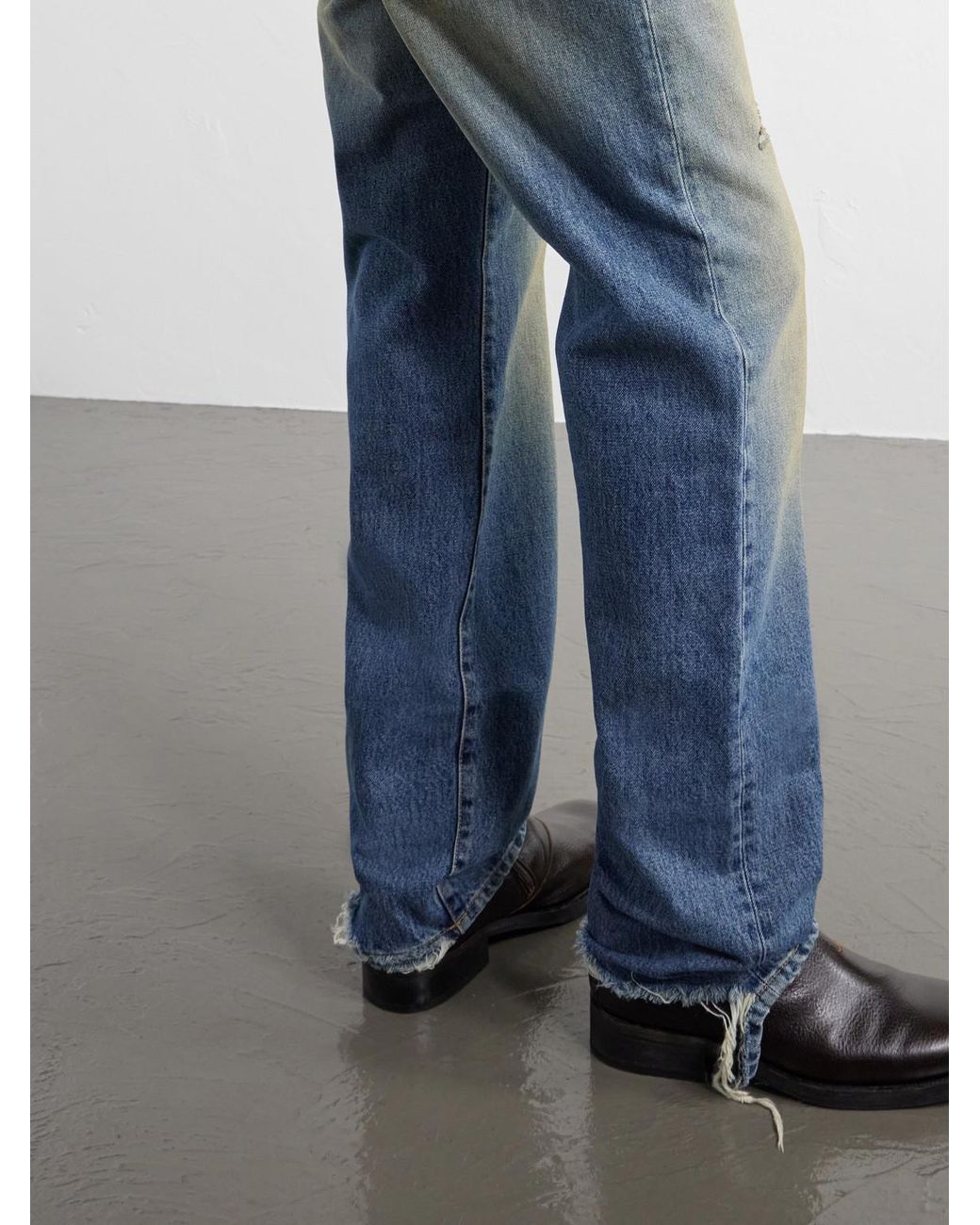 424 Blue Loose Straight-Leg Distressed Jeans for men