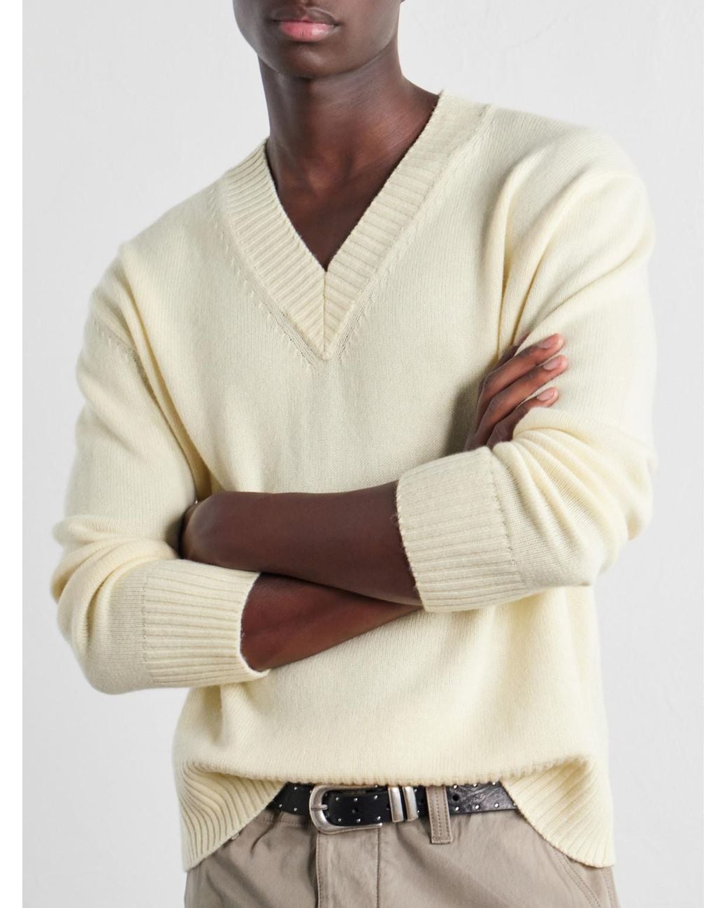 Second Layer Natural Vexed Wool And Cashmere-Blend Sweater for men