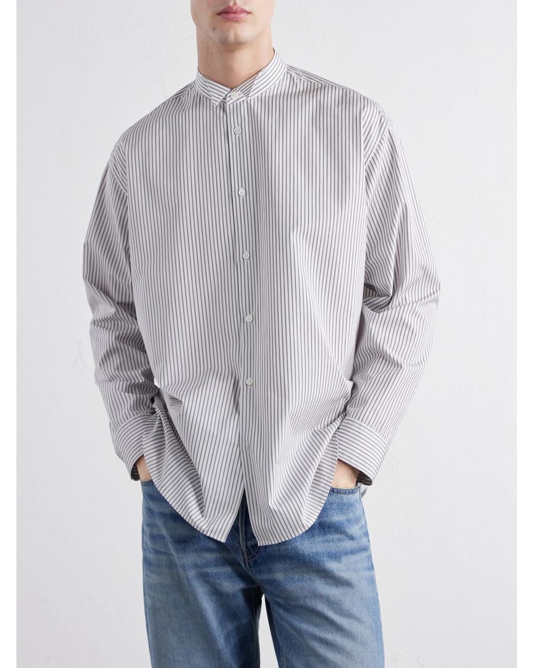Totême White Striped Cotton-Poplin Shirt for men