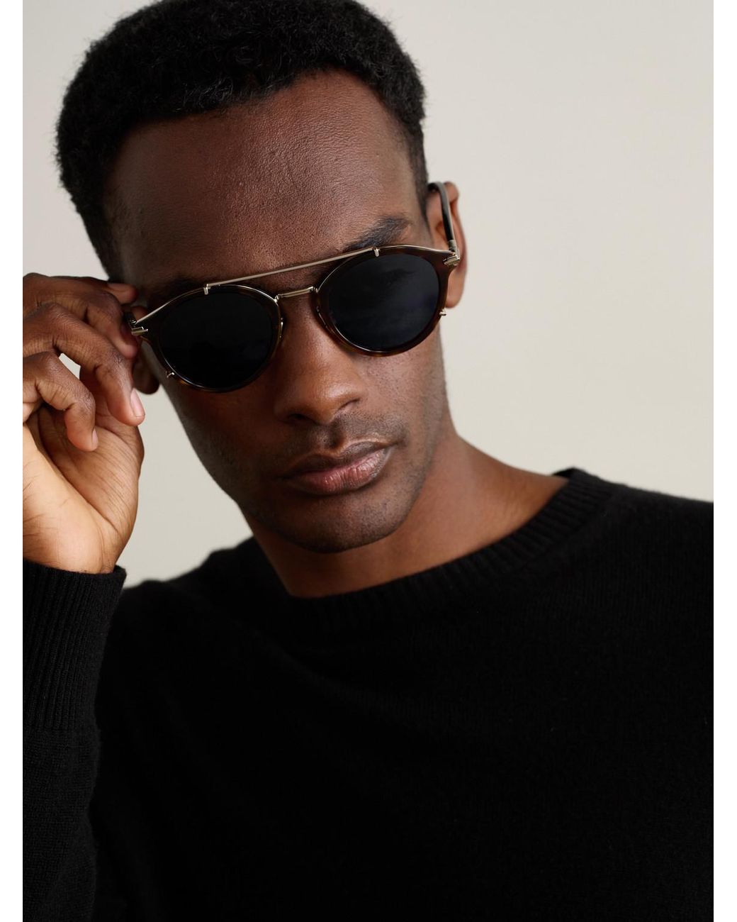 Dior Blue Diorblacksuit R7U Tortoiseshell Acetate And-Tone Round-Frame Sunglasses for men