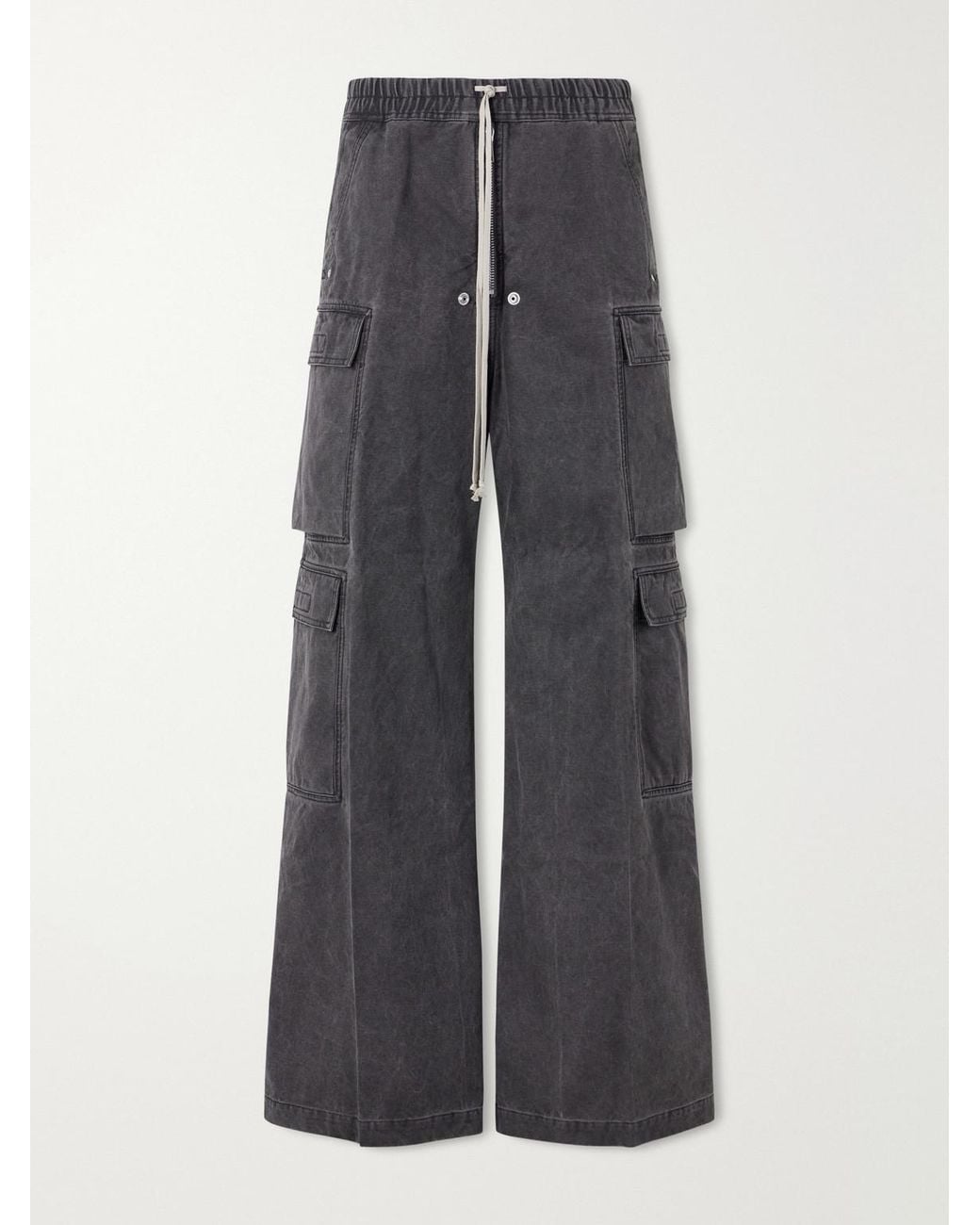 Rick Owens Gray Jumbo Belas Wide-Leg Cotton-Canvas Cargo Trousers for men