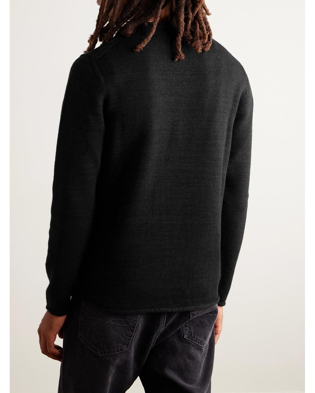 Inis Meáin Black Wool And Linen-blend Sweater for men