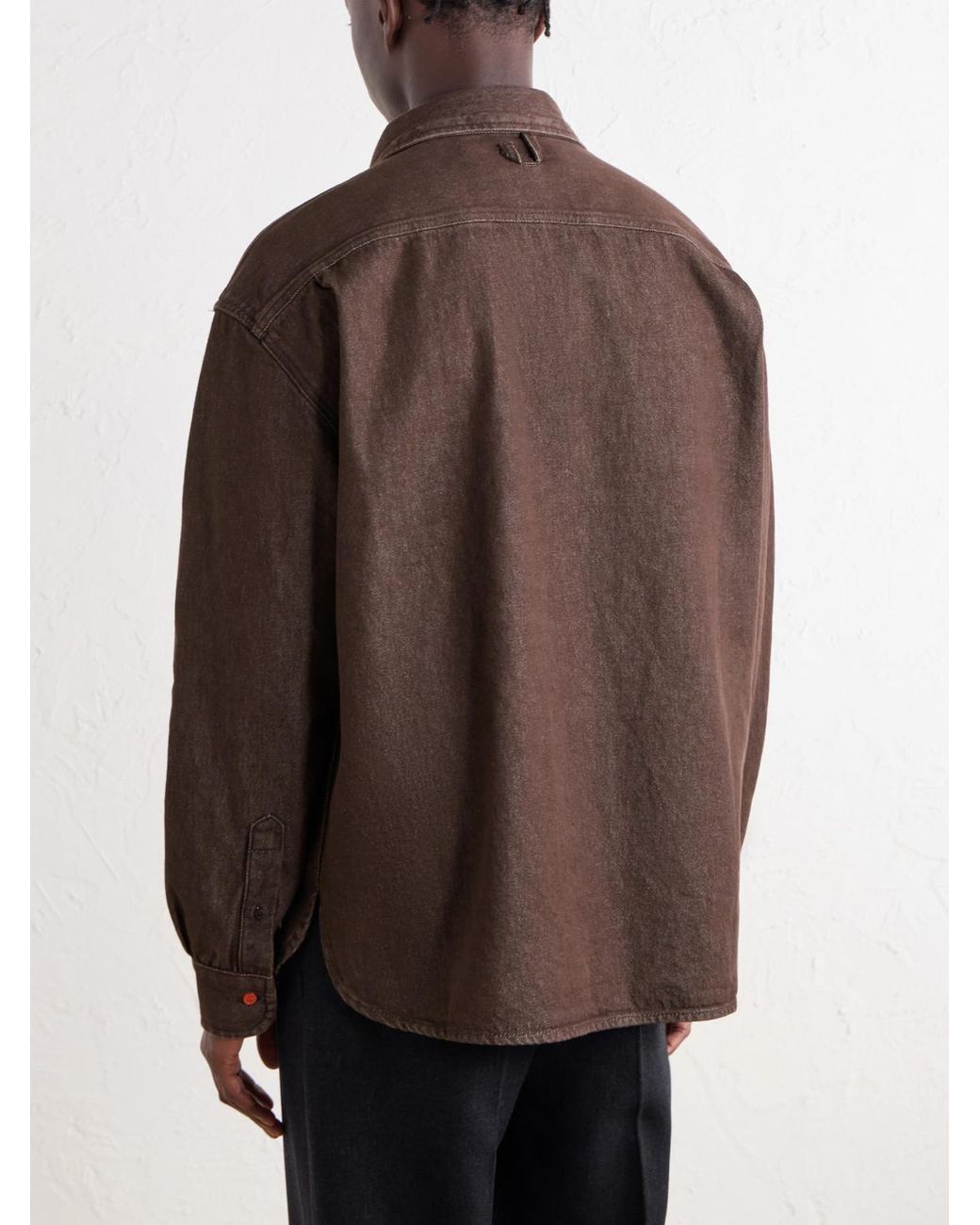 Jacquemus Brown Simon Logo-Embroidered Denim Shirt for men