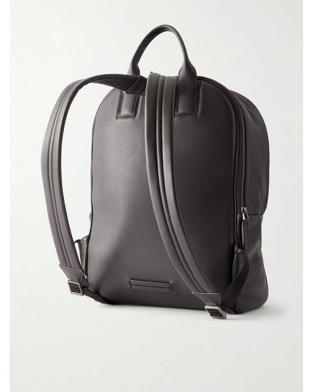Zegna Black Leather Backpack for men