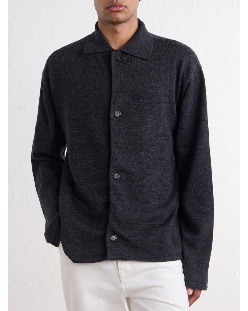 Margaret Howell Blue Merino Wool Cardigan for men