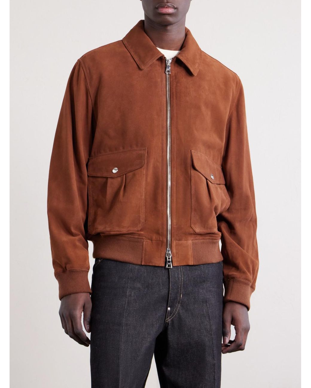 Mr P. Brown Suede Blouson Jacket for men