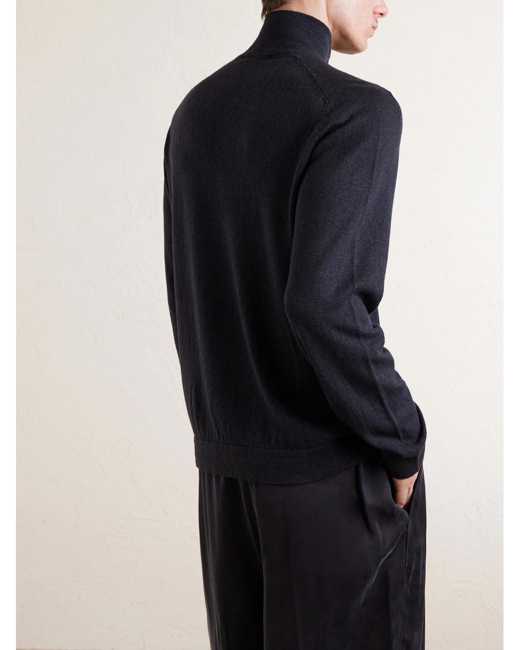 Piacenza 1733 Blue Lupetto Cashmere And Linen-blend Half-zipped Sweater for men